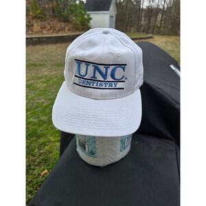Vintage UNC Dentistry Snapback Hat White Blue University Square Made in USA Cap